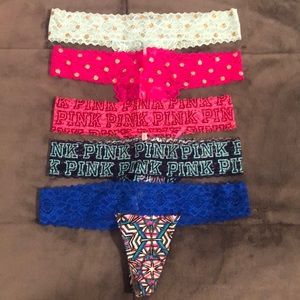 NWT Victoria’s Secret PINK Thongs - 5 Total!
